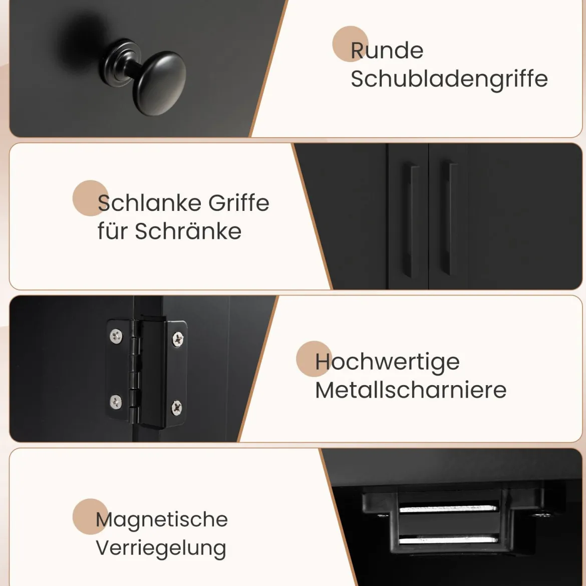 Badezimmerschrank Badschrank mit Schublade Türen & verstellbarem Regal Kommode Holz für Badezimmer 56 x 30 x 80cm Schwarz
