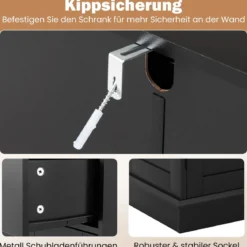 Badezimmerschrank Badschrank mit Schublade Türen & verstellbarem Regal Kommode Holz für Badezimmer 56 x 30 x 80cm Schwarz