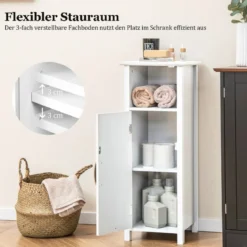 Badezimmerschrank Badschrank mit offenem Fach Beistellschrank Aufbewahrungsschrank 30 x 30 x 80 cm Weiß/Schwarz