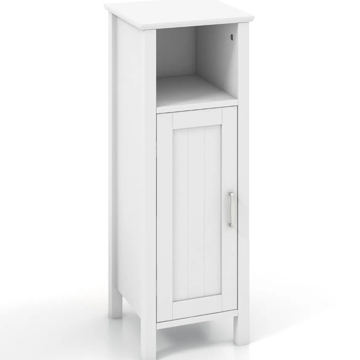 Badezimmerschrank Badschrank mit offenem Fach Beistellschrank Aufbewahrungsschrank 30 x 30 x 80 cm Weiß/Schwarz
