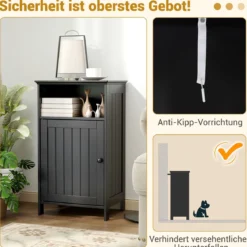 Badezimmerschrank Badschrank mit Tür und verstellbarem Regal freistehender Badezimmer Schrank 40 x 30 x 70 cm Schwarz