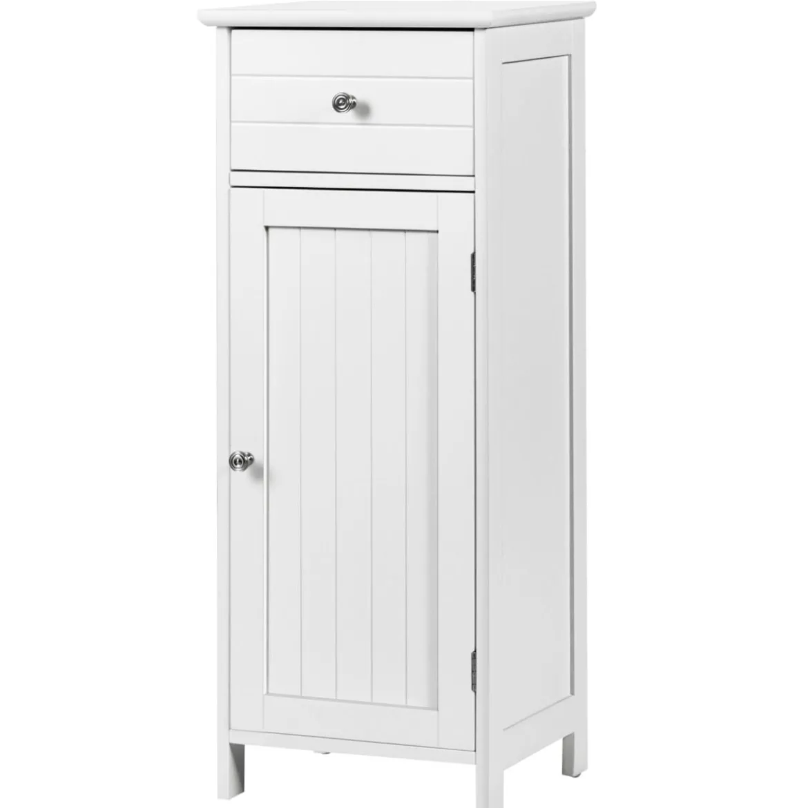 Badezimmerschrank Eintüriger Bodenschrank mit Große Schublade 35 x 30 x 87,5 cm Weiß