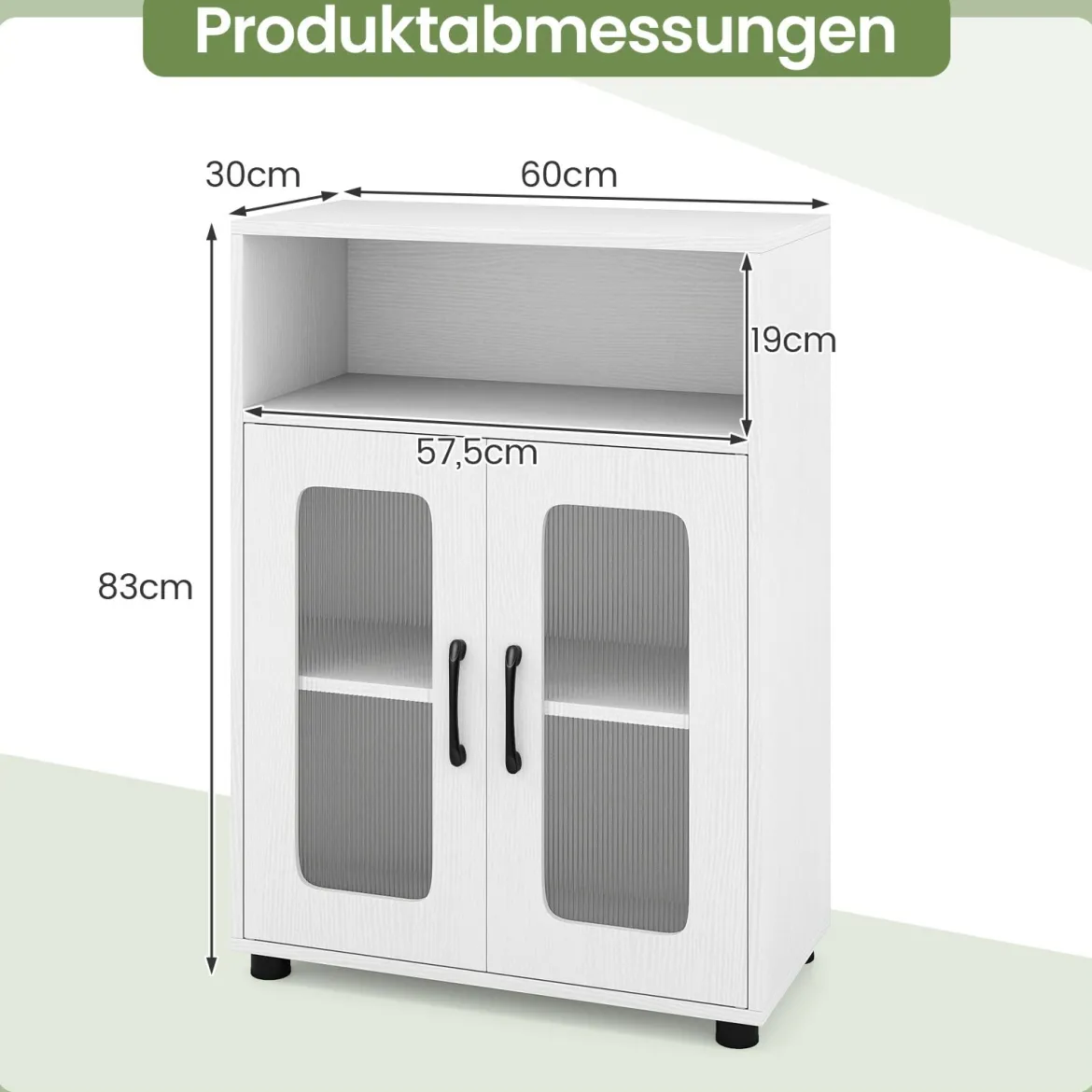Badezimmerschrank freistehender Bodenschrank mit 2 Türen & 3-stufig verstellbarem Regal Weiß