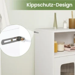 Badezimmerschrank freistehender Bodenschrank mit 2 Türen & 3-stufig verstellbarem Regal Weiß