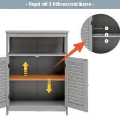 Badezimmer Schrank freistehender Badschrank Aufbewahrungsschrank Grau/Schwarz/Weiß