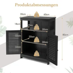 Badezimmer Schrank freistehender Badschrank Aufbewahrungsschrank Grau/Schwarz/Weiß