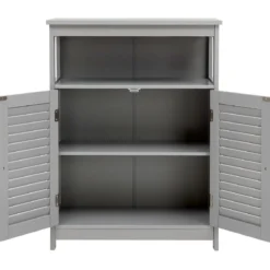 Badezimmer Schrank freistehender Badschrank Aufbewahrungsschrank Grau/Schwarz/Weiß