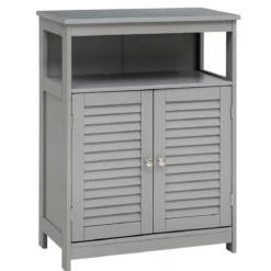 Badezimmer Schrank freistehender Badschrank Aufbewahrungsschrank Grau/Schwarz/Weiß