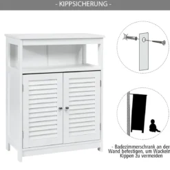 Badezimmer Schrank freistehender Badschrank Aufbewahrungsschrank Grau/Schwarz/Weiß