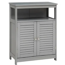 Badezimmer Schrank freistehender Badschrank Aufbewahrungsschrank Grau/Schwarz/Weiß