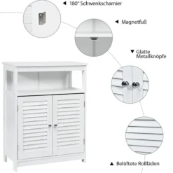 Badezimmer Schrank freistehender Badschrank Aufbewahrungsschrank Grau/Schwarz/Weiß