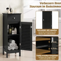 Badezimmerschrank Freistehender WC-Schrank mit Schublade 32 x 30 x 87,5 cm Schwarz