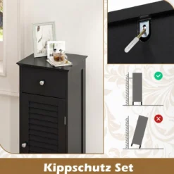 Badezimmerschrank Freistehender WC-Schrank mit Schublade 32 x 30 x 87,5 cm Schwarz
