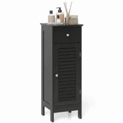 Badezimmerschrank Freistehender WC-Schrank mit Schublade 32 x 30 x 87,5 cm Schwarz