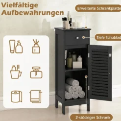 Badezimmerschrank Freistehender WC-Schrank mit Schublade 32 x 30 x 87,5 cm Schwarz