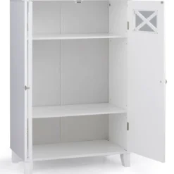 Badezimmerschrank freistehend Badschrank Sideboard Schrank inkl. höhenverstellbarer Ablage 60 x 30 x 87cmweiß