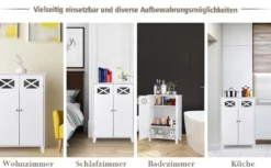 Badezimmerschrank freistehend Badschrank Sideboard Schrank inkl. höhenverstellbarer Ablage 60 x 30 x 87cmweiß