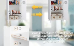 Badezimmerschrank freistehend Badschrank Sideboard Schrank inkl. höhenverstellbarer Ablage 60 x 30 x 87cmweiß