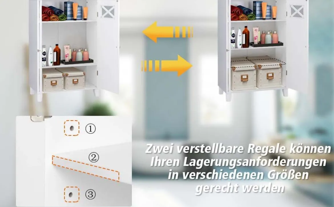 Badezimmerschrank freistehend Badschrank Sideboard Schrank inkl. höhenverstellbarer Ablage 60 x 30 x 87cmweiß