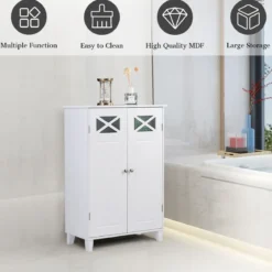Badezimmerschrank freistehend Badschrank Sideboard Schrank inkl. höhenverstellbarer Ablage 60 x 30 x 87cmweiß