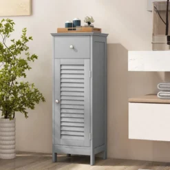 Badezimmerschrank Freistehender WC-Schrank mit Schublade 32 x 30 x 88 cm Grau