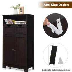 Badezimmerschrank Lagerregal mit einer offenen Ablage 60 x 30 x 109 cm Braun
