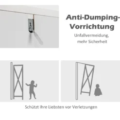 Badezimmerschrank mit 5 Fächern & 2 Lamellentür & Regalen & Kippsicherung Schmaler Hochschrank