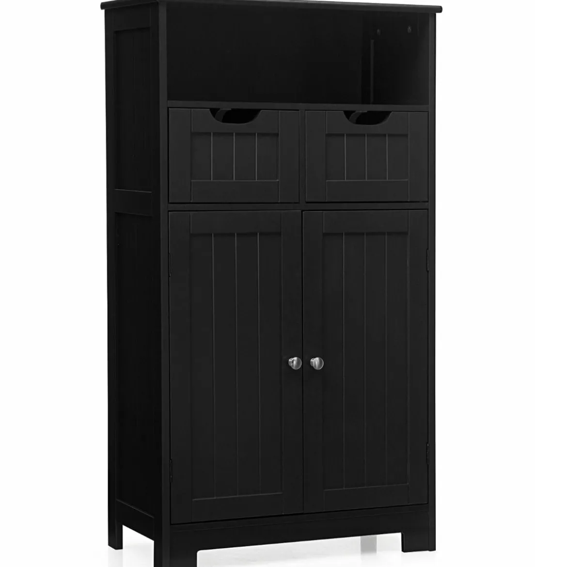 Badezimmerschrank mit höhenverstellbarer Ablage Badschrank 60 x 30 x 109 cm Schwarz