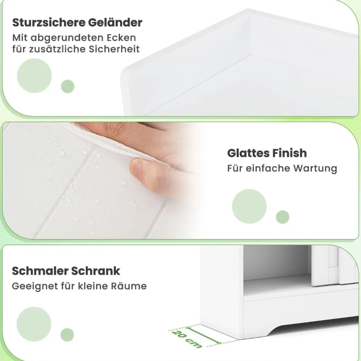 Badezimmerschrank mit Seitlichem Toilettenpapierhalter & Bürstenfach Nischenschrank Weiß