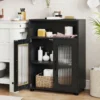 Badezimmerschrank mit 2 Türen & 3-stufig Verstellbarem Regal Freistehender Badschrank Schwarz