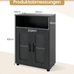 Badezimmerschrank mit 2 Türen & 3-stufig Verstellbarem Regal Freistehender Badschrank Schwarz