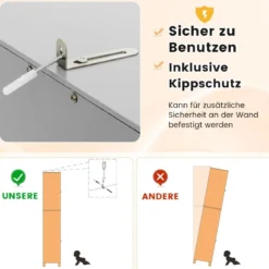 Badezimmerschrank mit 2 Türen & 1 Schublade Freistehender Hochschrank 40 x 30 x 170 cm