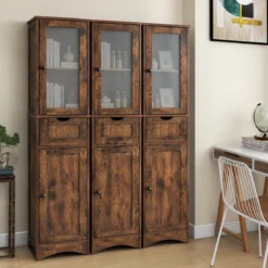 Badezimmerschrank mit 2 Türen & 1 Schublade Freistehender Hochschrank 40 x 30 x 170 cm