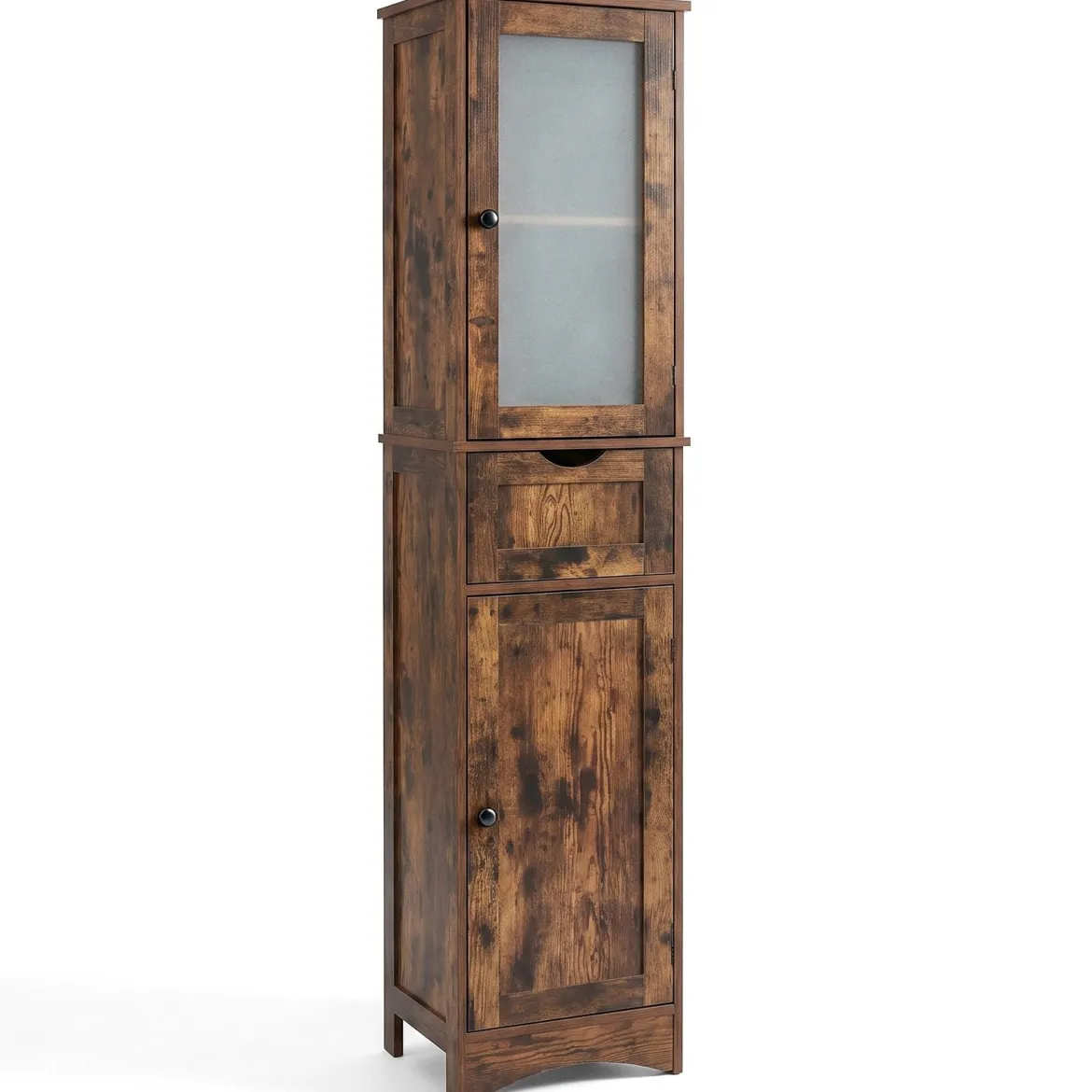 Badezimmerschrank mit 2 Türen & 1 Schublade Freistehender Hochschrank 40 x 30 x 170 cm