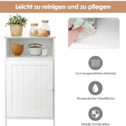 Badezimmer-Schrank Multifunktionales Freistehendes Regal mit Tür 40 X 30 X 70 cm Weiß
