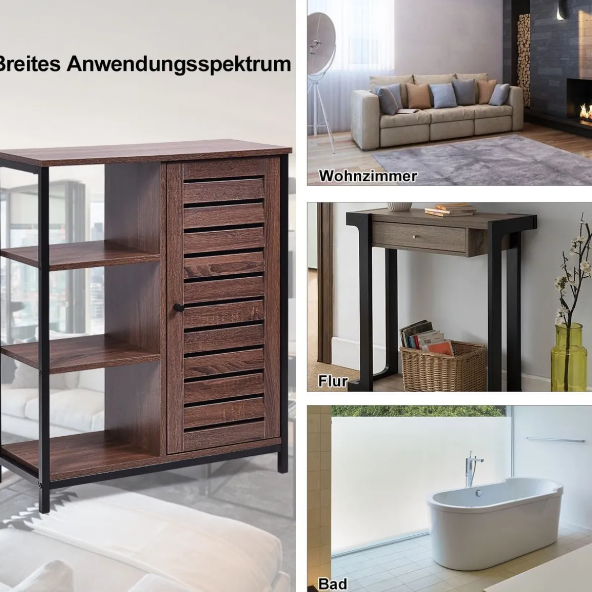Badezimmerschrank Praktischer Aufbewahrungsschrank Freistehender Schrank 70 x 30 x 81 cm Braun