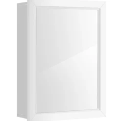 Badezimmerschrank wandmontierter Aufbewahrungsschrank mit Spiegel 50 x 16 x 66 cm Weiß