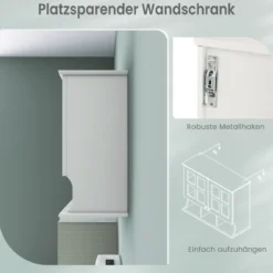 Badezimmerschrank zur Wandmontage Wandschrank mit Regalen und offenen Fächern Weiß