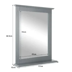 Badezimmerspiegel mit Ablage Rechteckiger Badspiegel Wandspiegel 68,5 x 57 x 12 cm Grau