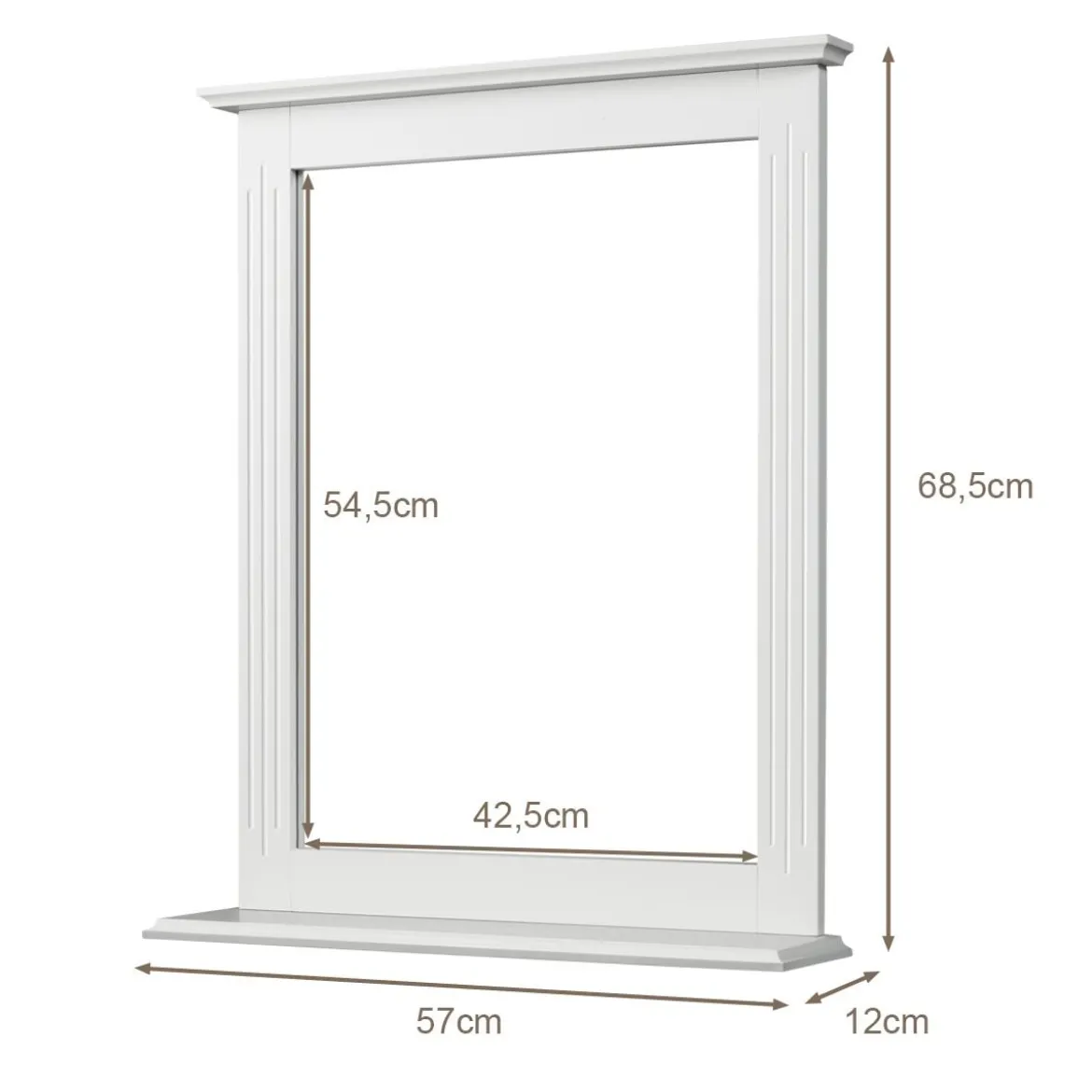 Badezimmerspiegel Rechteckiger Badspiegel Wandspiegel mit Ablage Weiß 57 x 12 x 68,5 cm