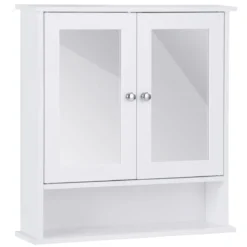 Badezimmer Spiegelschrank mit Höhenverstellbarer Ablage Badschrank mit Spiegel Weiß