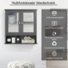 Badezimmer Spiegelschrank mit Höhenverstellbarer Ablage Badschrank mit Spiegel Grau