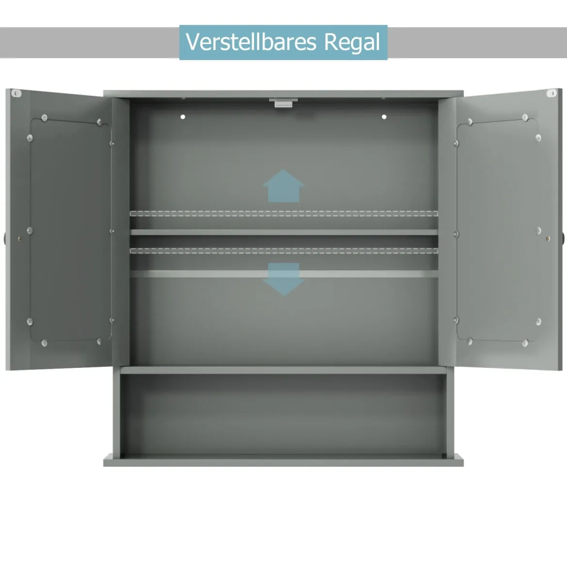 Badezimmer Spiegelschrank mit Höhenverstellbarer Ablage Badschrank mit Spiegel Grau