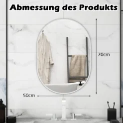 Badezimmerspiegel 70 x 50 cm großer Kosmetikspiegel mit bruchsicherer Folie Schwarz