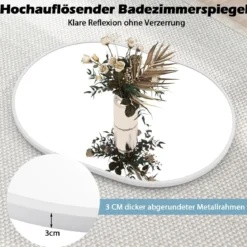 Badezimmerspiegel 70 x 50 cm großer Kosmetikspiegel mit bruchsicherer Folie Schwarz