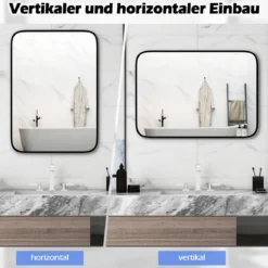 Badezimmerspiegel 70 x 50 cm großer Kosmetikspiegel mit bruchsicherer Folie Rechteckig