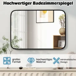Badezimmerspiegel 70 x 50 cm großer Kosmetikspiegel mit bruchsicherer Folie Rechteckig