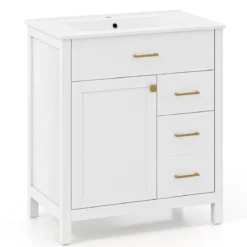 Badezimmer Waschbeckenmöbel mit Becken & 2 Schubladen & 2 Türen Badezimmerschrank