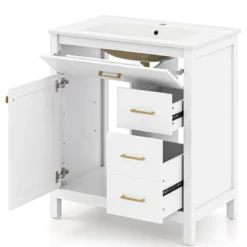 Badezimmer Waschbeckenmöbel mit Becken & 2 Schubladen & 2 Türen Badezimmerschrank