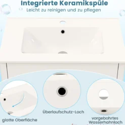 Badezimmer Waschbeckenmöbel mit Becken & 2 Schubladen & 2 Türen Badezimmerschrank